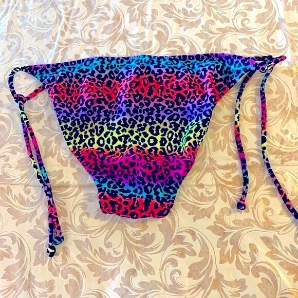 Victorias Secret Swimsuit Bikini Bottoms Multicolor Animal Print Size Small - Picture 3 of 4